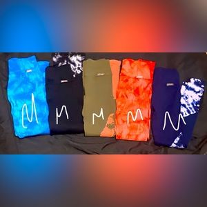 Bombshell leggings. Tie dyed series. Refer to pics for sizing. 5 leggings.